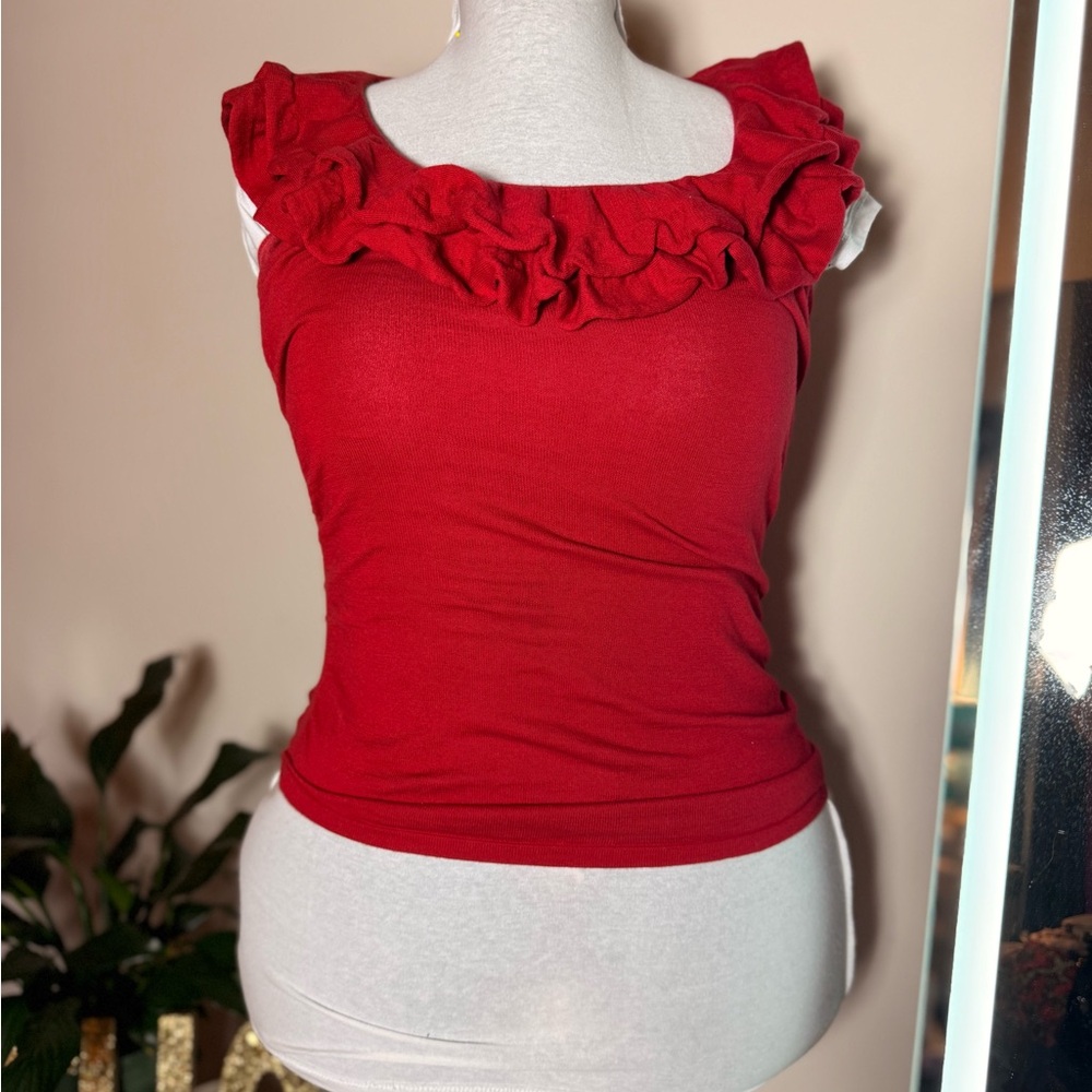 The Limited Red Ruffle Tank Top - Picture 3 of 4